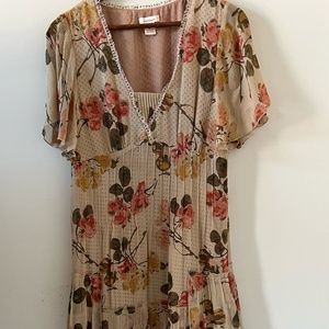 Sundance Silk Neutral Floral Maxi Dress Size 10